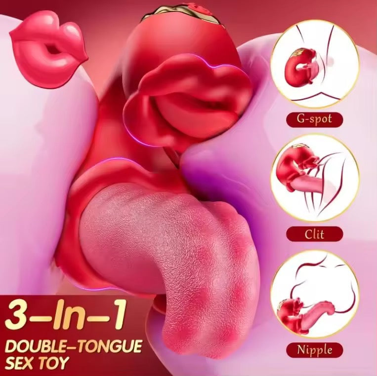 2 In 1 Tongue Licking Vibrator Silicone Women Sex Toy G Spot Messager