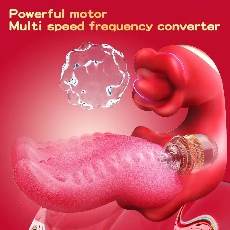 2 In 1 Tongue Licking Vibrator Silicone Women Sex Toy G Spot Messager