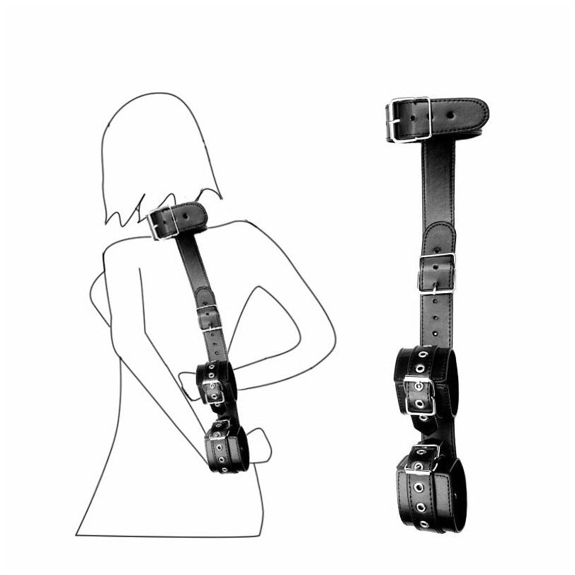 Seductiva Leather Handcuffs & Neck Restraint Harness Set – Couples Bondage Gear |  - Sensual Wellness NZ