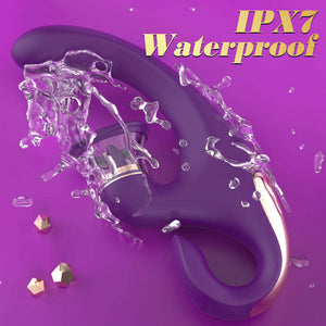 Sucking Vibrator with Tongue Vibration Silicone Massager Rechargeable 3-Speed by Seductiva