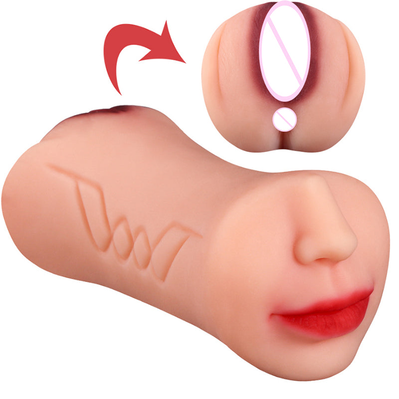 3 IN1 Realistic Textured TPE Plug Anal Automatic Oral Sex Toy Pocket-pussy Masturbation Cup for Man