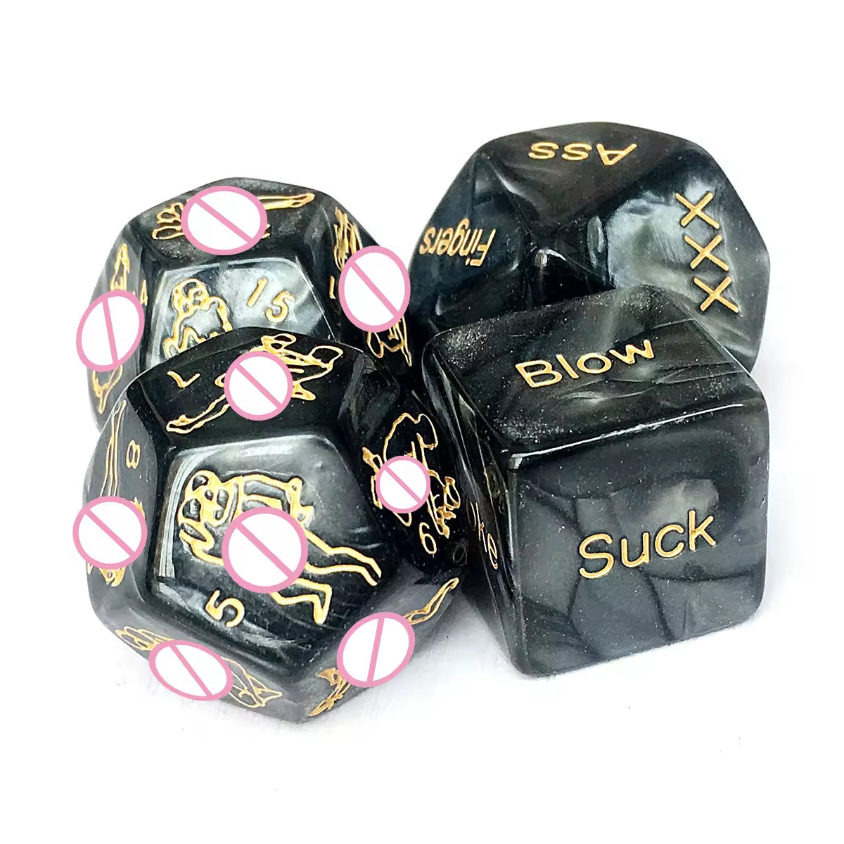 Seductiva 4-in-1 Romantic Couples Dice Game Set Detail & Ergonomic Design - Premium Silicone - Discreet Delivery