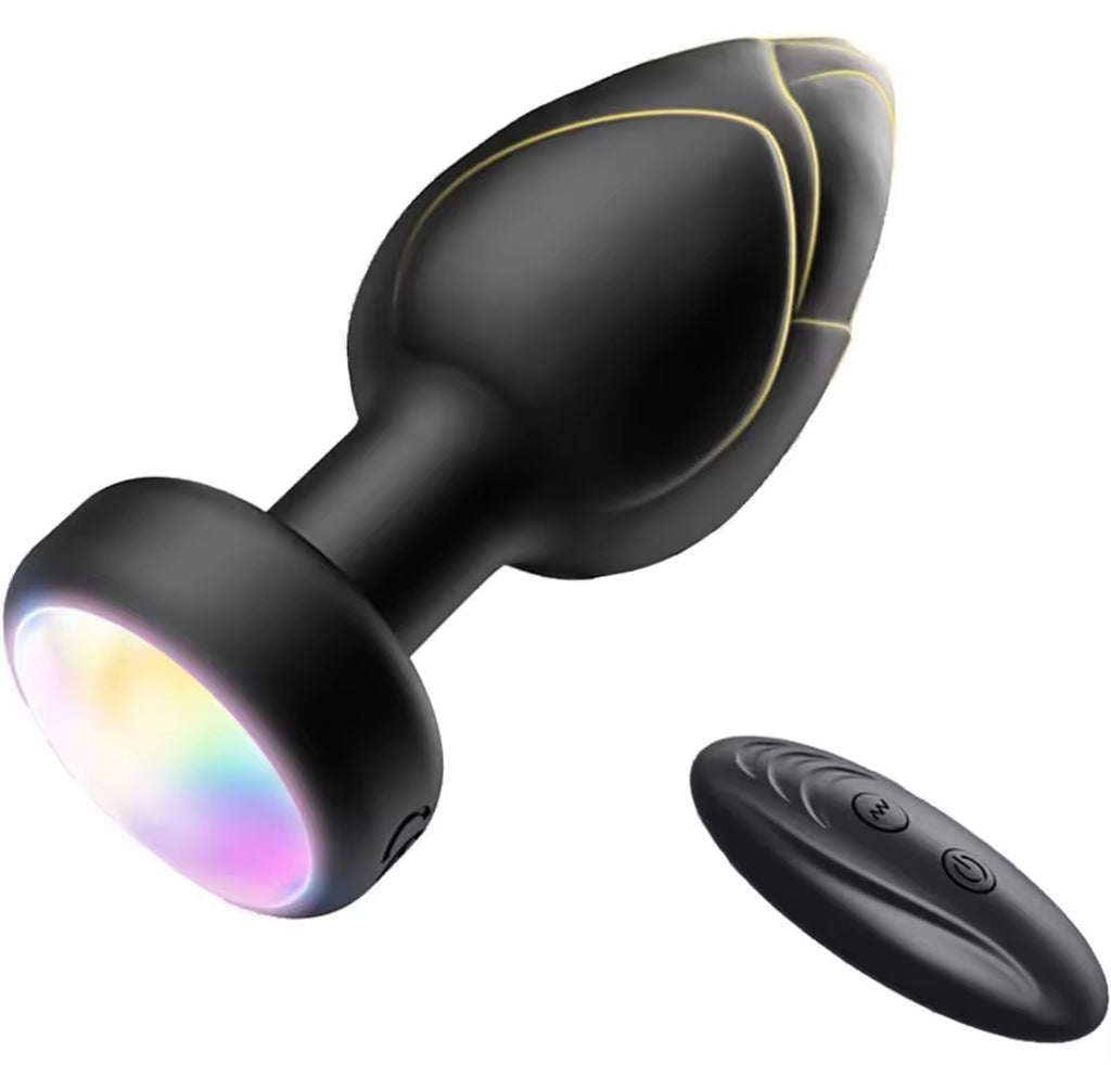 Silicone Anal Vibration Prostate Massager Remote Control Adult G-spot LED Light Anal Plug Sex Toys for Men and Women