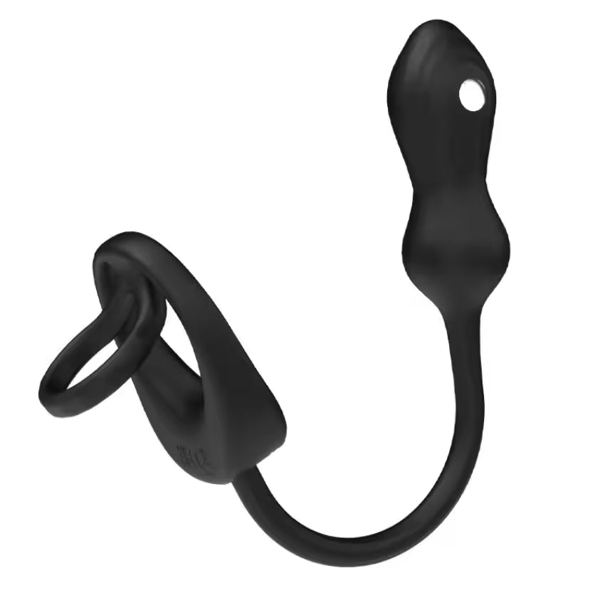 Male SM locking ring scrotal restraint ring vibration and shock anal plug masturbation sex toy Double Cock Ring Vibrating Prostate Massager