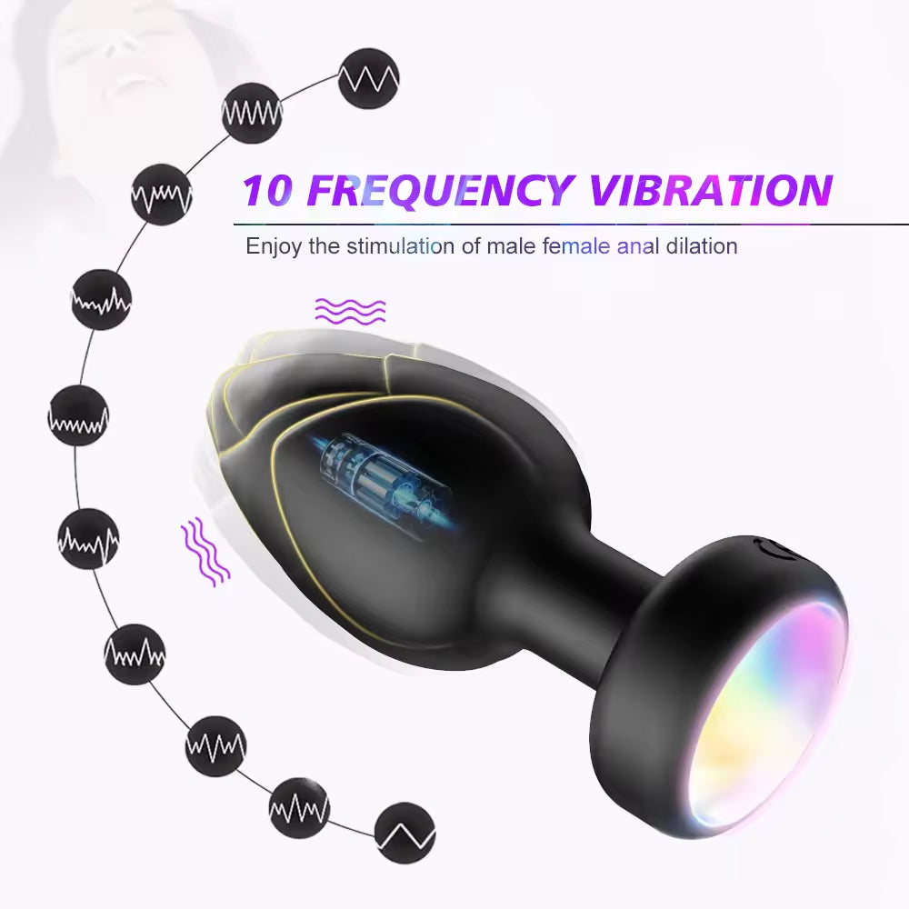 Silicone Anal Vibration Prostate Massager Remote Control Adult G-spot LED Light Anal Plug Sex Toys for Men and Women