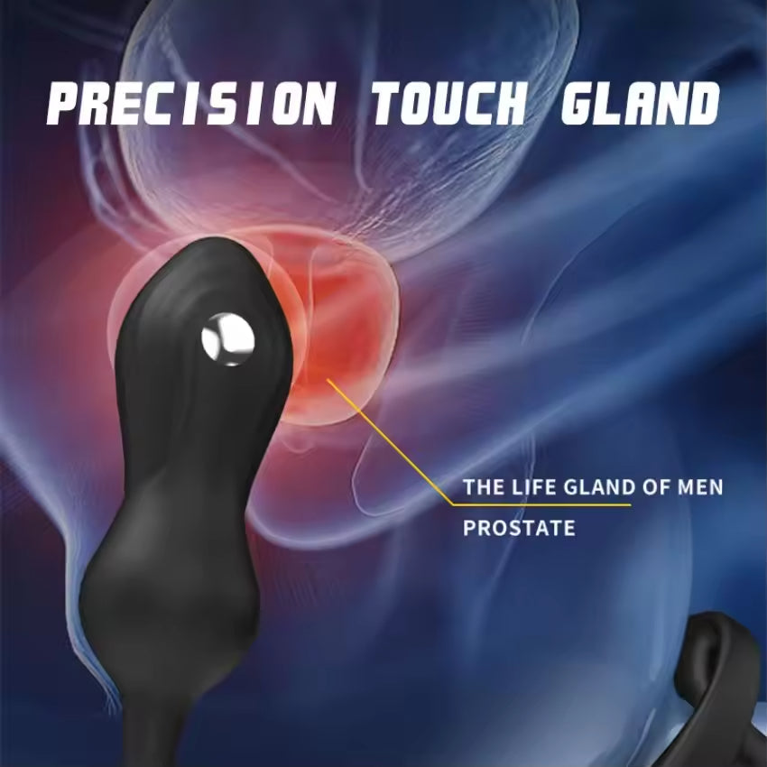 Male SM locking ring scrotal restraint ring vibration and shock anal plug masturbation sex toy Double Cock Ring Vibrating Prostate Massager