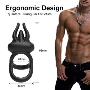Seductiva Men's Silicone Cock Ring Vibrator with Bunny Ears – Couples Vibrating Ring Adult Toy - Sensory Wellness Product Perspective - NZ Local Stock