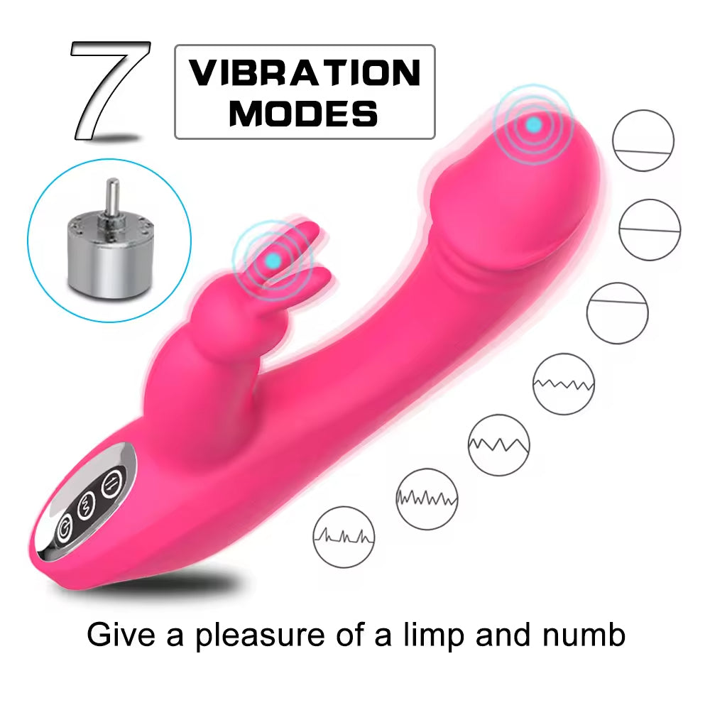 USB Rechargeable Rabbit Vibrator Dildo Dual Stimulation Clitoral G Spot Masturbation Sex Toy For Women