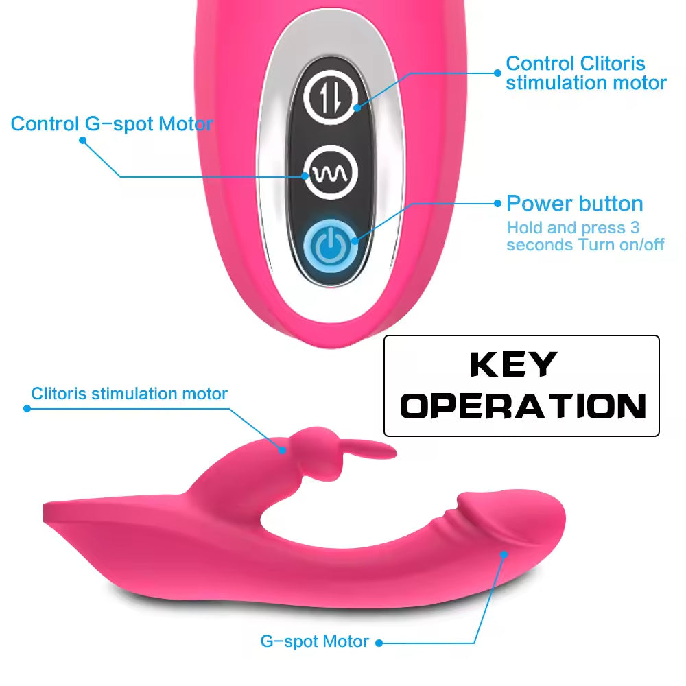 USB Rechargeable Rabbit Vibrator Dildo Dual Stimulation Clitoral G Spot Masturbation Sex Toy For Women