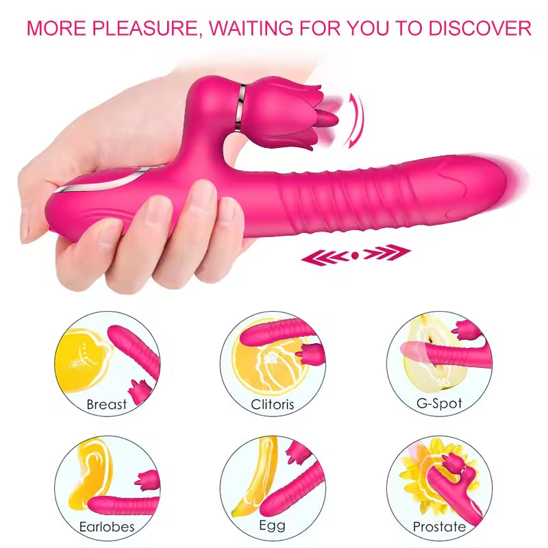 Thrusting Dildo for Women Licking Flapping Rabbit Vibrator Sex Toys 12 Vibrator Sex Toy for Couple