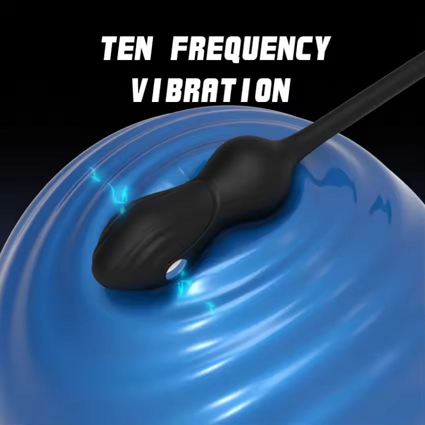 Male SM locking ring scrotal restraint ring vibration and shock anal plug masturbation sex toy Double Cock Ring Vibrating Prostate Massager