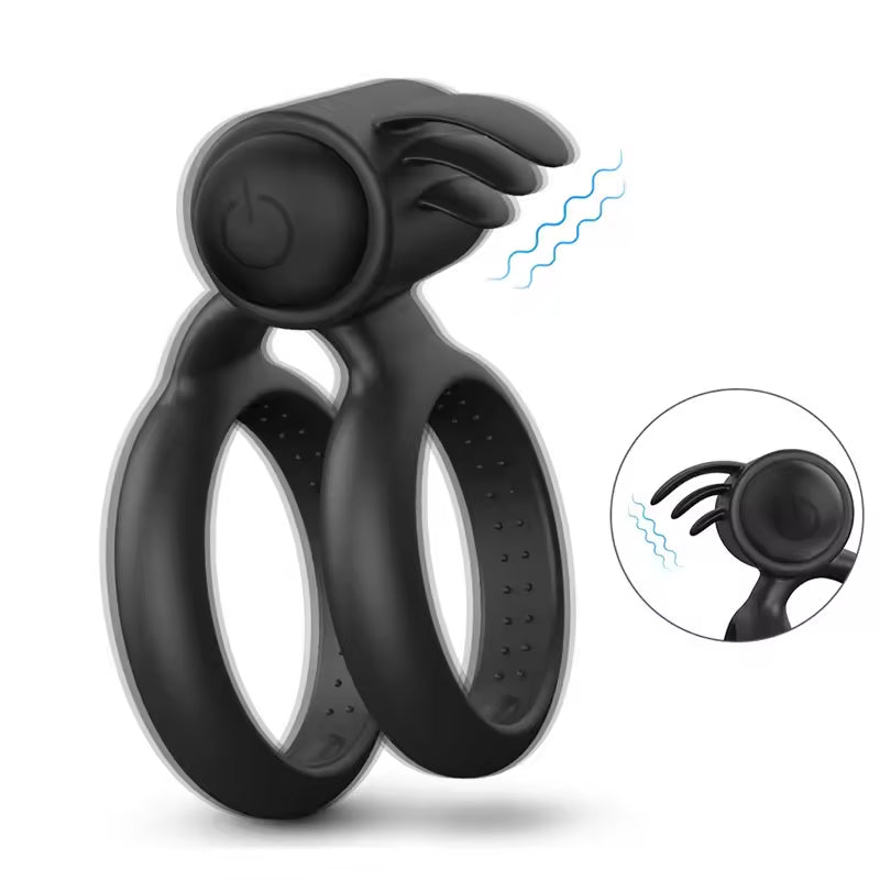 Seductiva Men's Silicone Cock Ring Vibrator with Bunny Ears – Couples Vibrating Ring Adult Toy |  - Sensual Wellness NZ