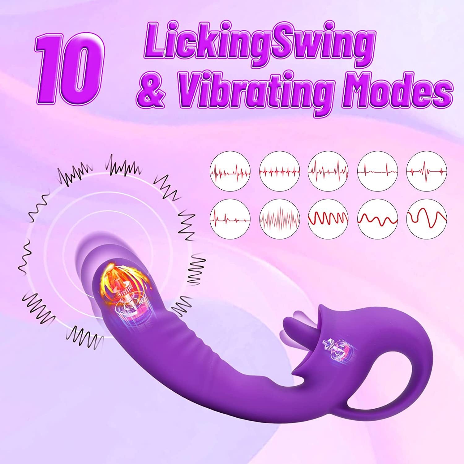 Seductiva Multi-Frequency Tongue Licking Dildo Vibrator – Female Masturbation Toy Detail & Ergonomic Design - Premium Silicone - Discreet Delivery