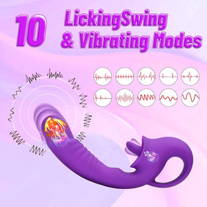 Seductiva Multi-Frequency Tongue Licking Dildo Vibrator – Female Masturbation Toy Detail & Ergonomic Design - Premium Silicone - Discreet Delivery