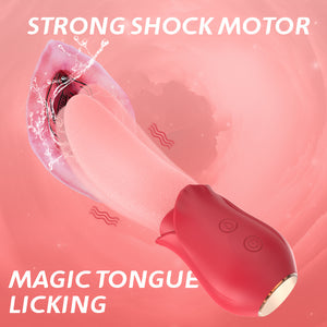 Seductiva Multi-Frequency Rose Vibrator – Tongue Licking Clitoral Massage Stick Detail & Ergonomic Design - Premium Silicone - Discreet Delivery