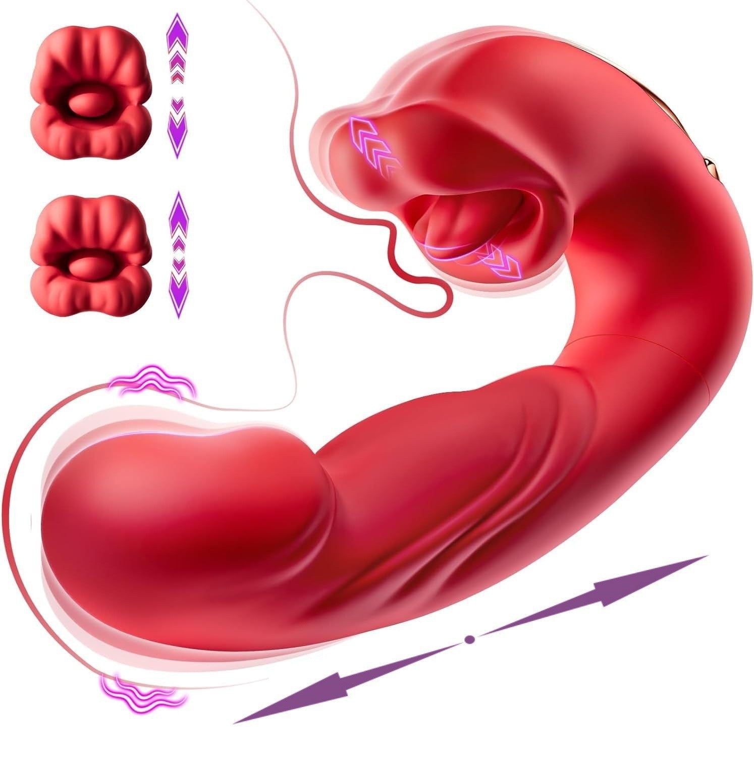 3in1 Thrusting and Licking Suction Sex Toy Vibrator for woman