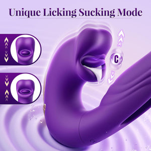 Seductiva 3in1 Thrusting and Licking Suction Sex Toy Vibrator for woman Size Reference & Packaging - Shipped from NZ