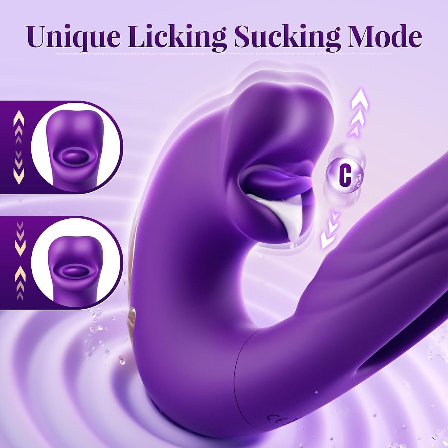 3in1 Thrusting and Licking Suction Sex Toy Vibrator for woman