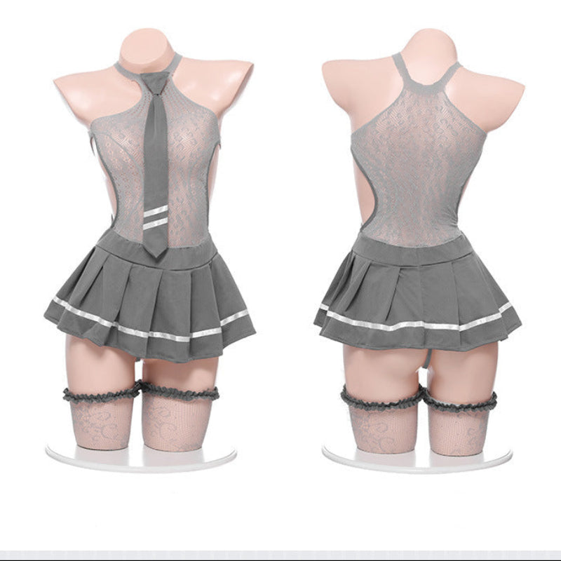 Sheer Mesh Sexy KJ Lingerie - Grey Cosplay Costume Set by Seductiva