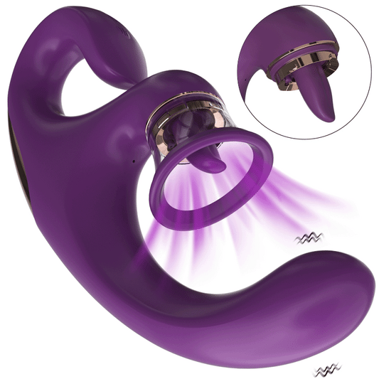Sucking Vibrator with Tongue Vibration Silicone Massager Rechargeable 3-Speed for Women