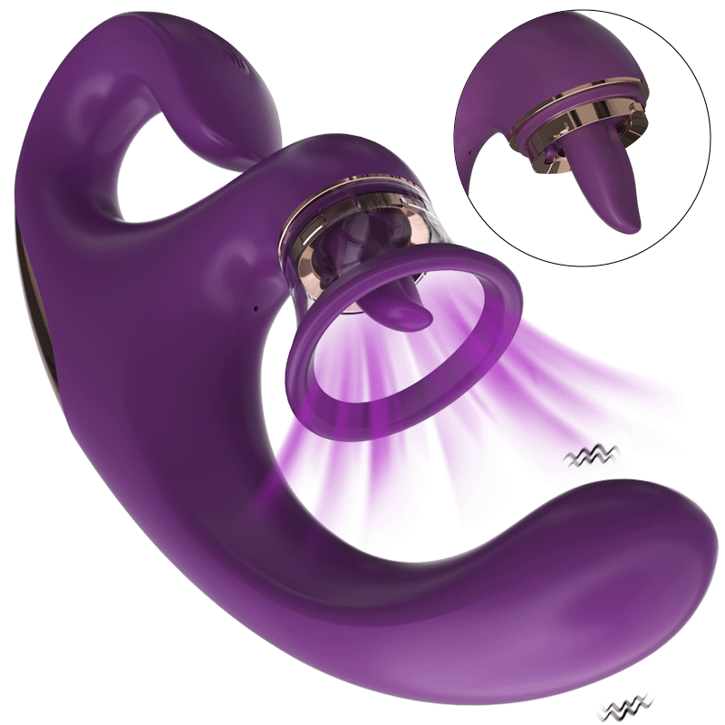Sucking Vibrator with Tongue Vibration Silicone Massager Rechargeable 3-Speed by Seductiva