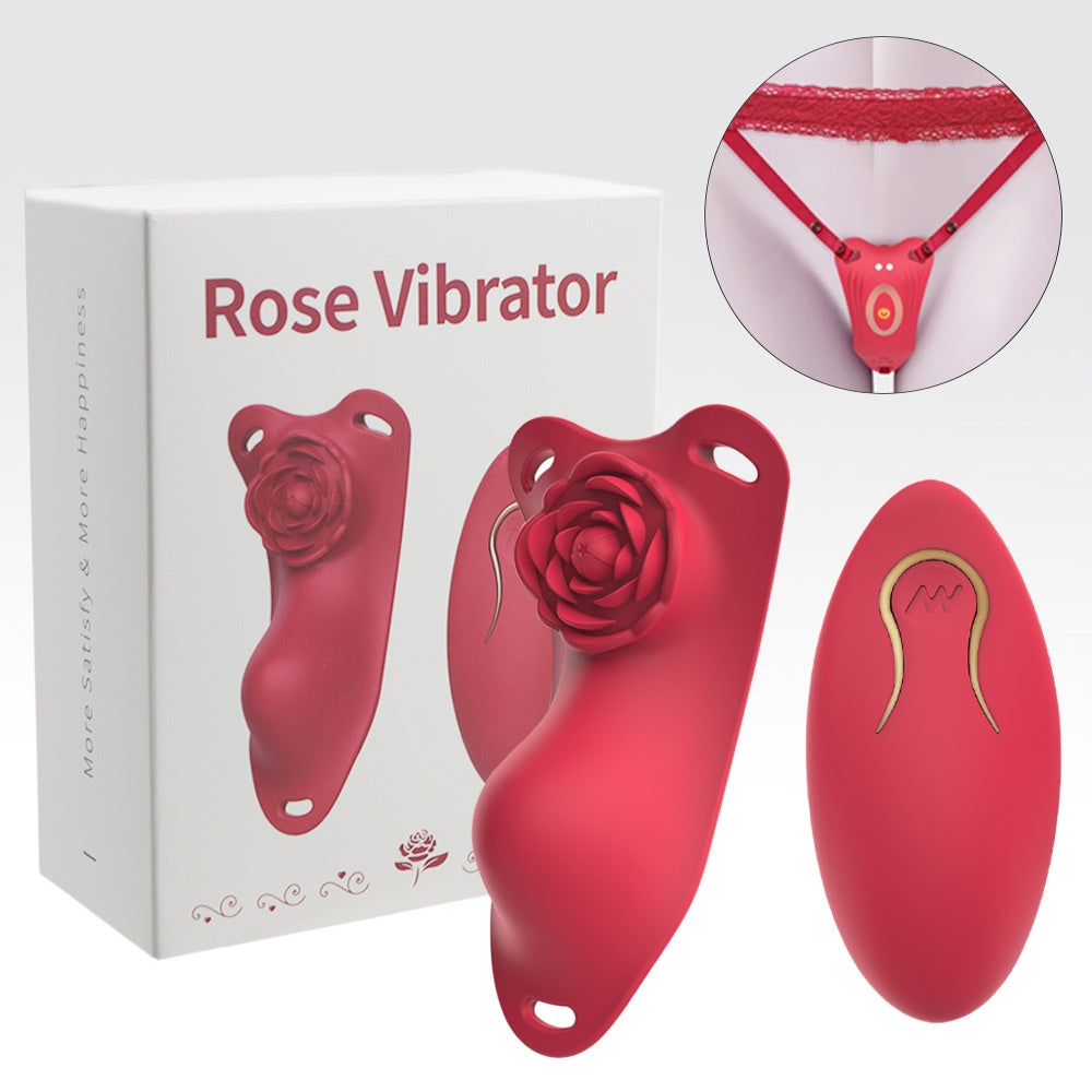 Wearable Rose Personal Care Device, Wireless Remote Control, 10 Vibration Modes, Skin-Safe Liquid Silicone