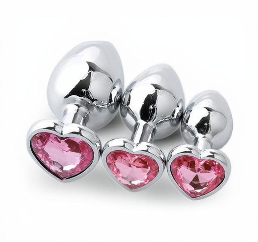 3-Piece Stainless Steel Jeweled Plug Set by Seductiva