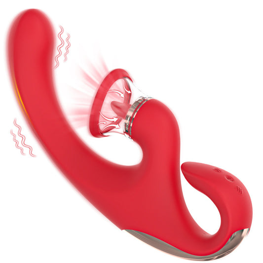 Sucking Vibrator with Tongue Vibration Silicone Massager Rechargeable 3-Speed for Women