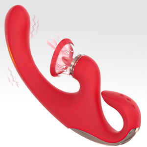 Sucking Vibrator with Tongue Vibration Silicone Massager Rechargeable 3-Speed by Seductiva