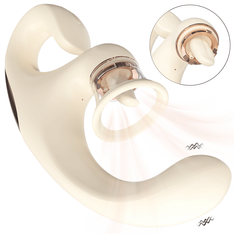 Sucking Vibrator with Tongue Vibration Silicone Massager Rechargeable 3-Speed by Seductiva