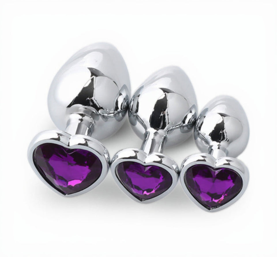 3-Piece Stainless Steel Jeweled Plug Set by Seductiva