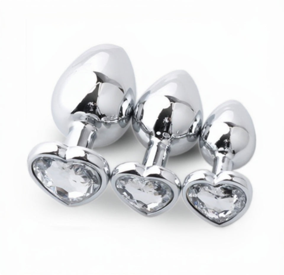 3-Piece Stainless Steel Jeweled Plug Set by Seductiva