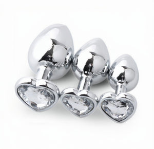 3-Piece Stainless Steel Jeweled Plug Set by Seductiva