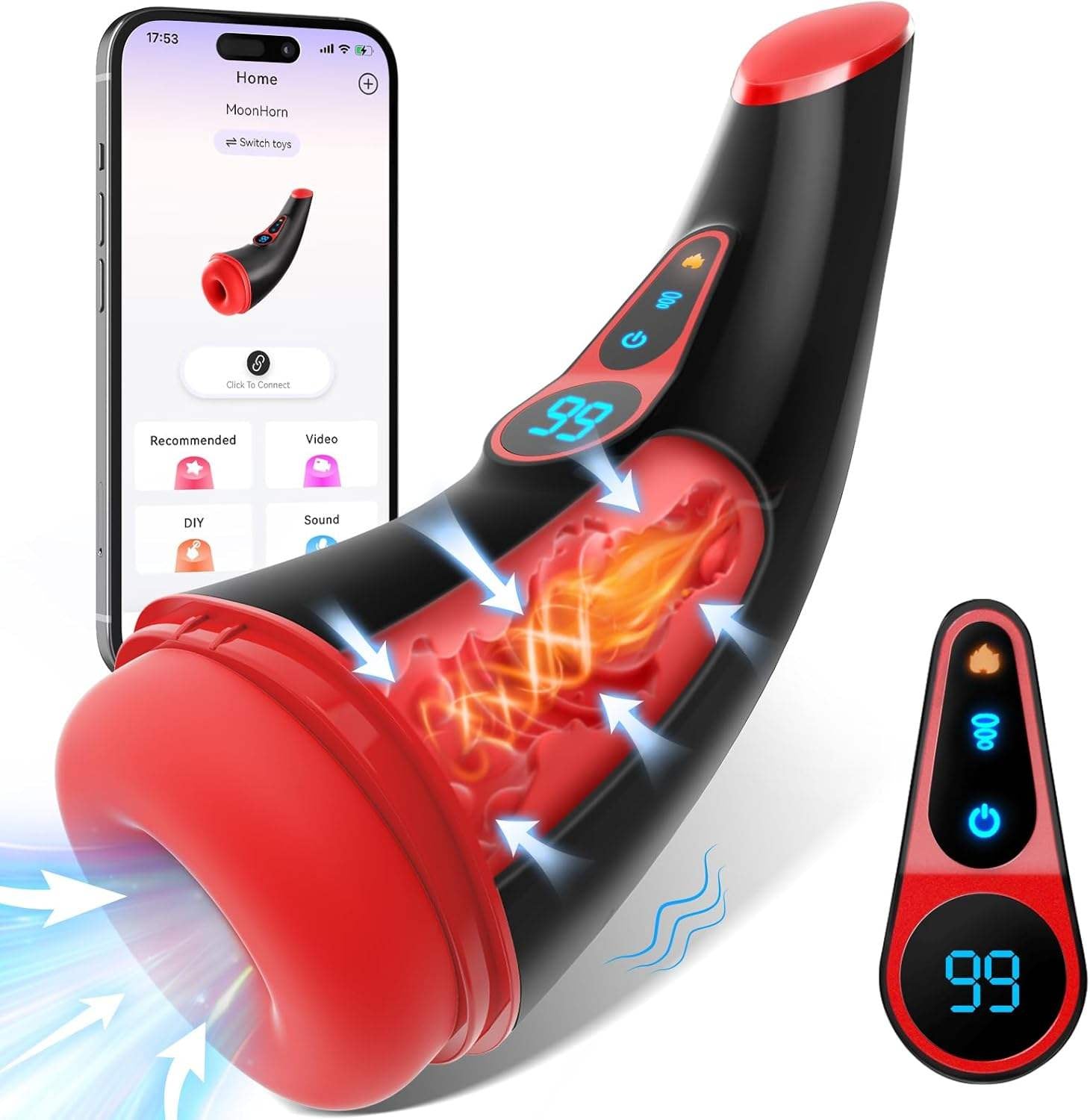 Electric Heating Vibrating LCD Male Masturbator Sex Toys for Men Automatic Sucking