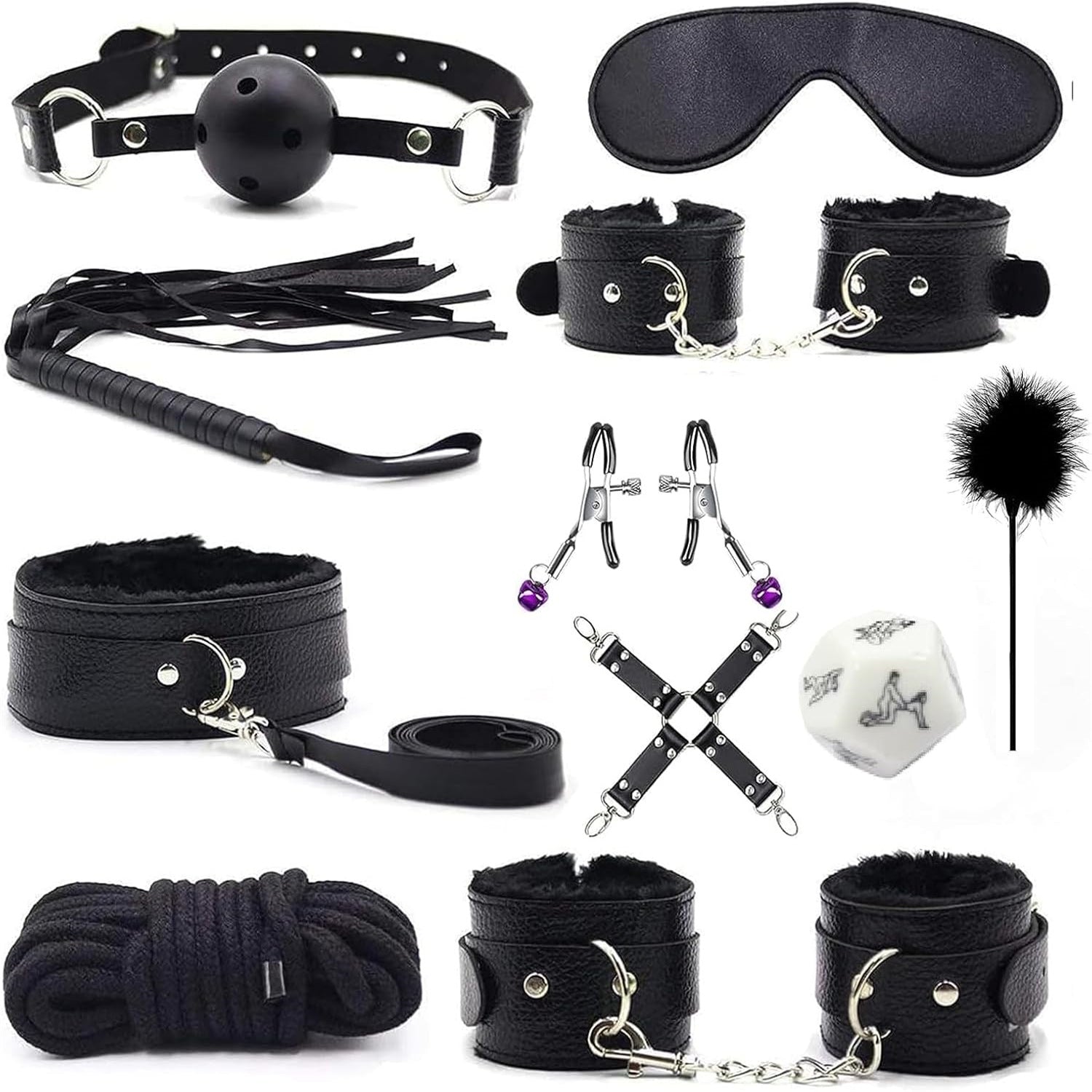 Seductiva Midnight: 11-Piece Leather Bondage & Restraint Kit - Sensory Wellness Product Perspective - NZ Local Stock