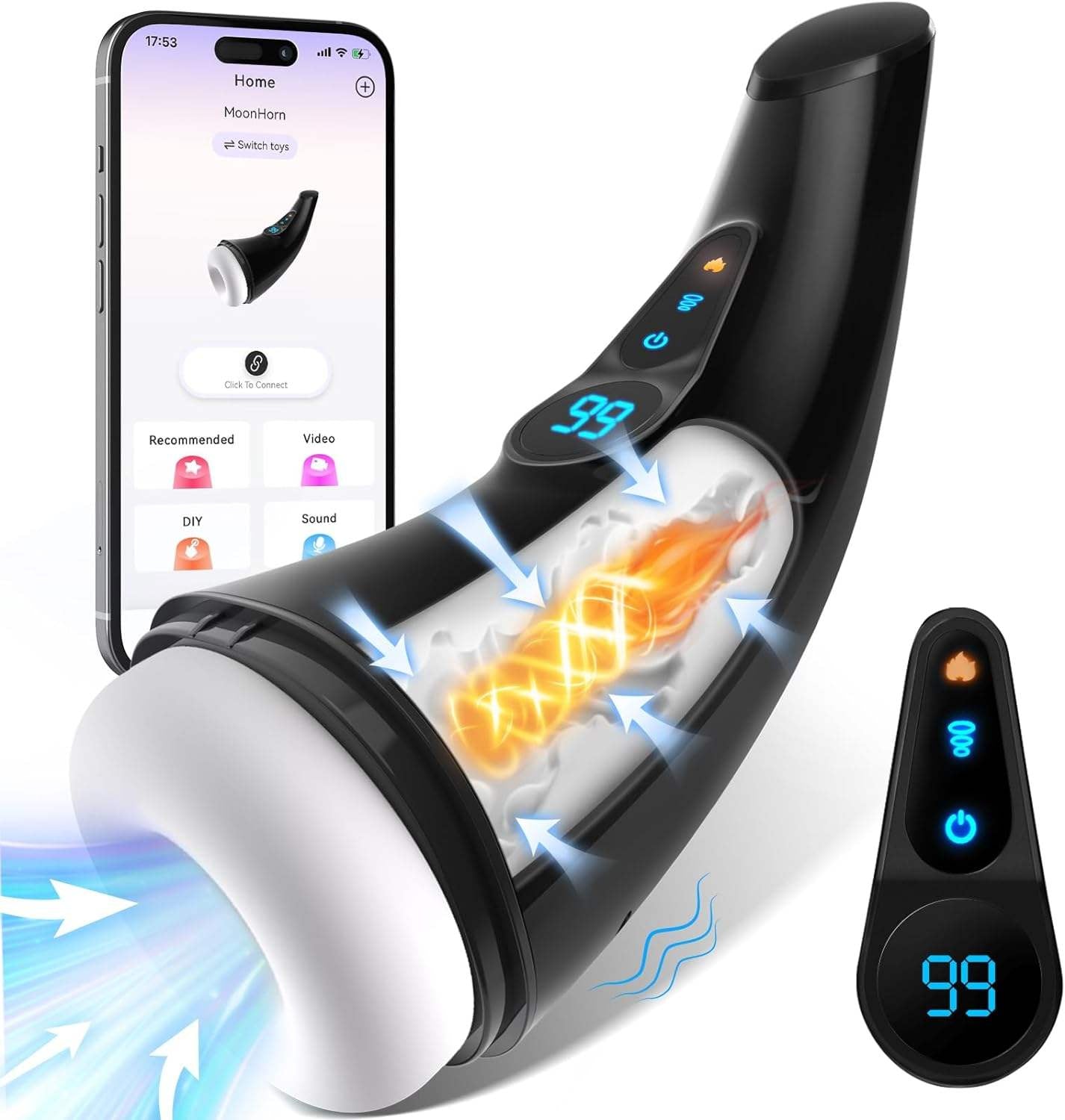 Electric Heating Vibrating LCD Male Masturbator Sex Toys for Men Automatic Sucking