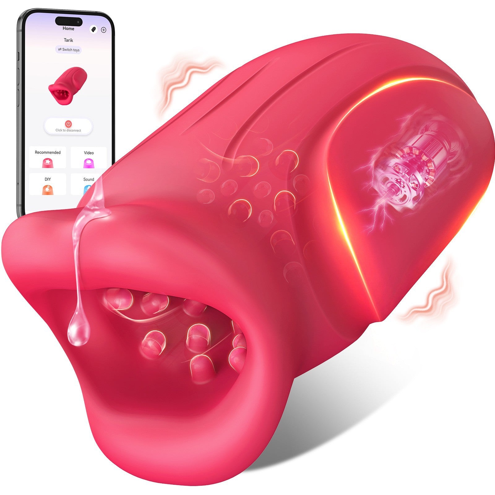 Masturbation Cup Tongue Sex Toy Big Mouth Masturbator Vibrator for Men