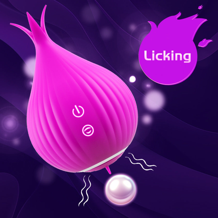 Onion-sucking egg-jumping female clitoral stimulation variable-frequency tongue licking and patting masturbation adult sex toys
