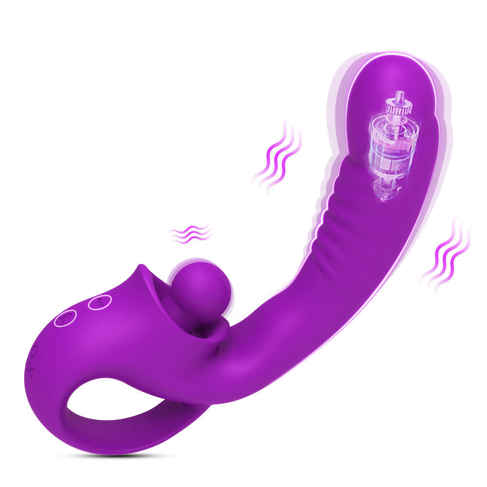 2 in 1 Tongue licking vibrator female masturbation dildo