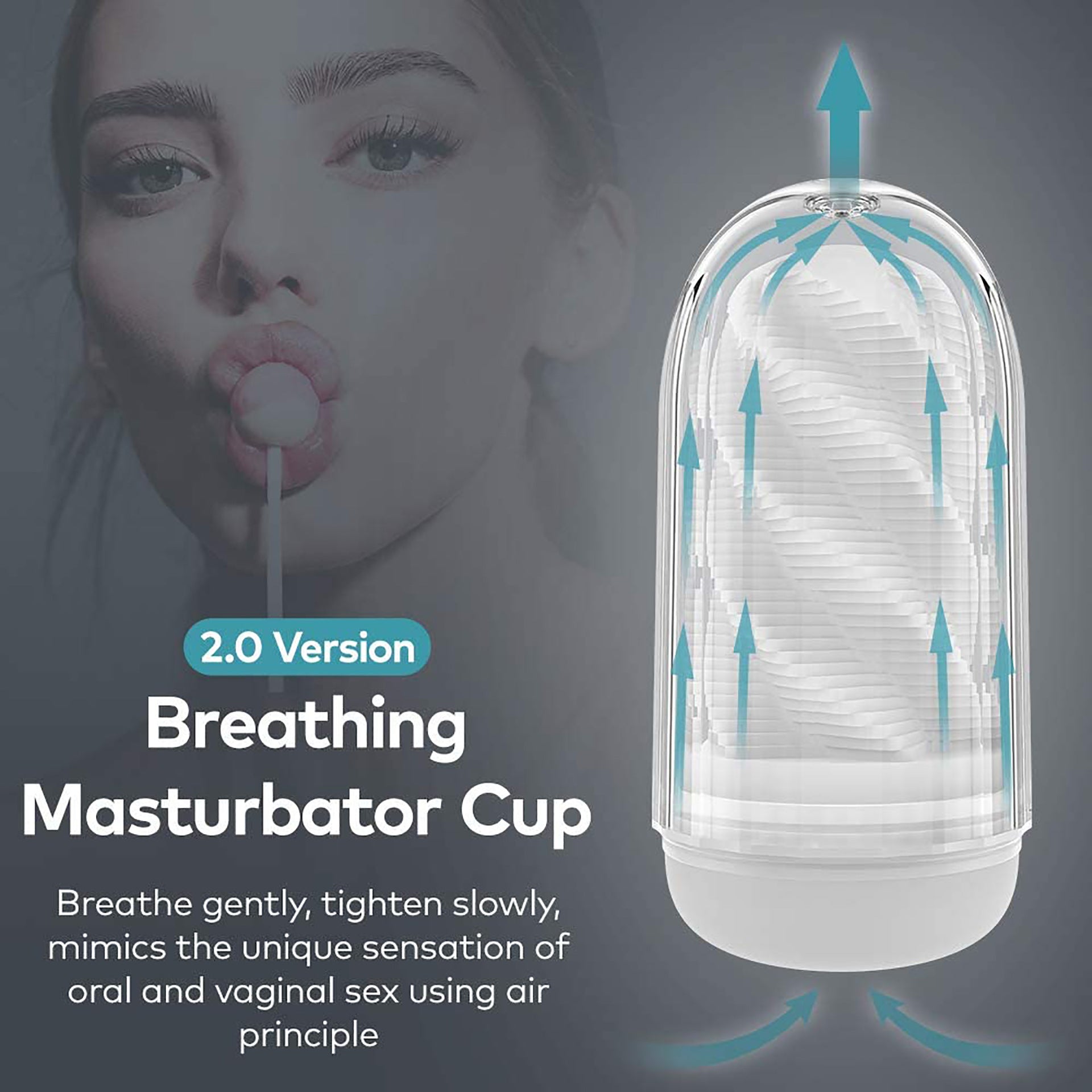 Seductiva Male Self-Priming Breathing Valve Masturbation Cup Spiral Channel Masturbator Sex Toy Detail & Ergonomic Design - Premium Silicone - Discreet Delivery