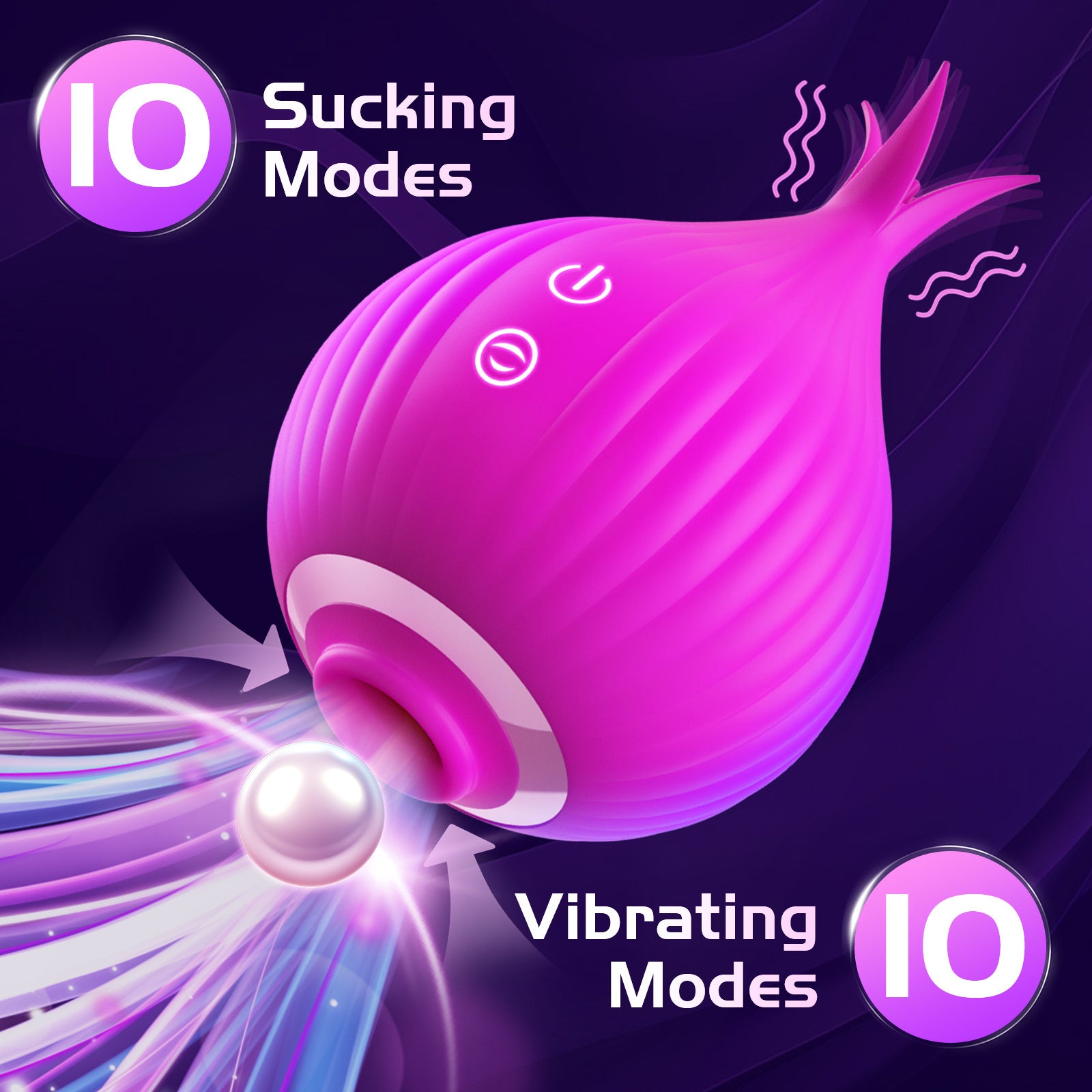 Seductiva Onion-Shaped Sucking Egg – Variable-Frequency Tongue & Tapping Vibrator Detail & Ergonomic Design - Premium Silicone - Discreet Delivery