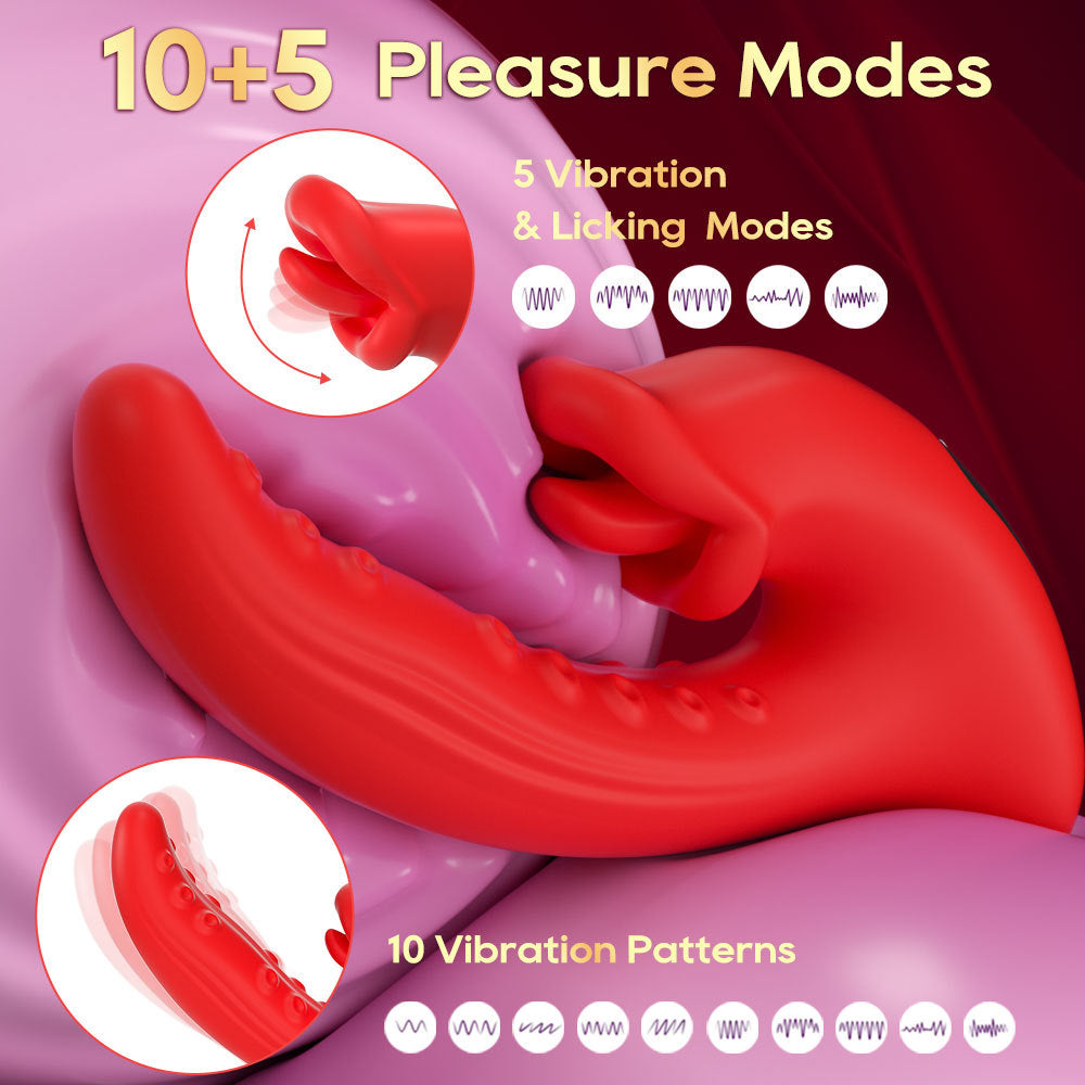 Octopus Tentacle Vibrator G-Spot Stimulator with Tongue Vibration by Seductiva
