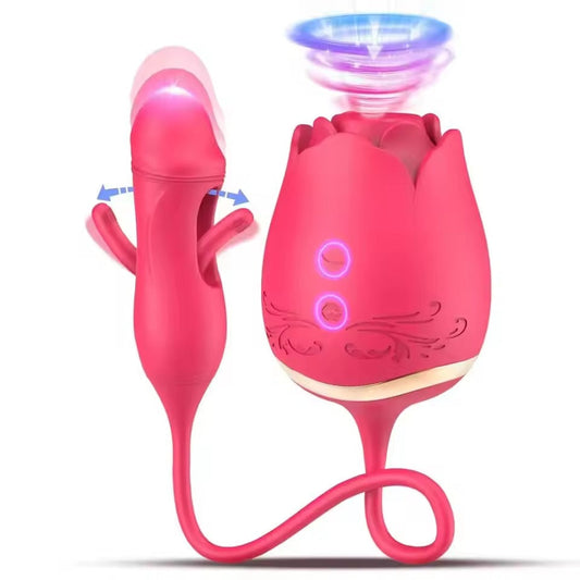 Rose Vibrator  Sucking, Tapping, And Vibrating Wand For Her Ultra Quiet Personal Massager