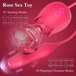 Rose Vibrator Sucking, Tapping, And Vibrating Wand For Her Ultra Quiet Personal Massager by Seductiva
