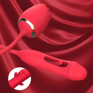 Rose Vibrator Sucking, Tapping, And Vibrating Wand For Her Ultra Quiet Personal Massager by Seductiva