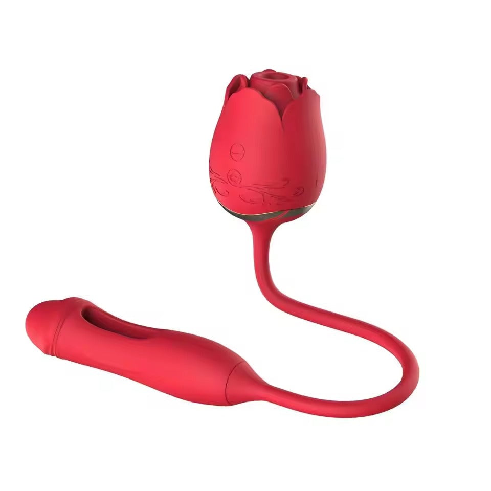 Rose Vibrator Sucking, Tapping, And Vibrating Wand For Her Ultra Quiet Personal Massager by Seductiva