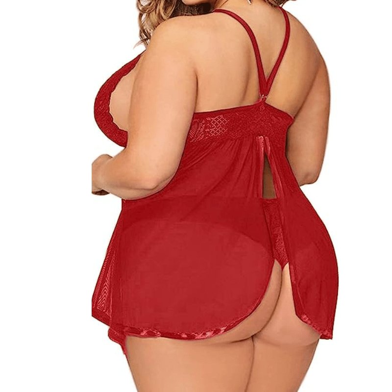 Seductive Lace Sleep Dress – Plus Size Lingerie for Nighttime Glamour