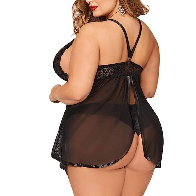 Seductive Lace Sleep Dress – Plus Size Lingerie for Nighttime Glamour