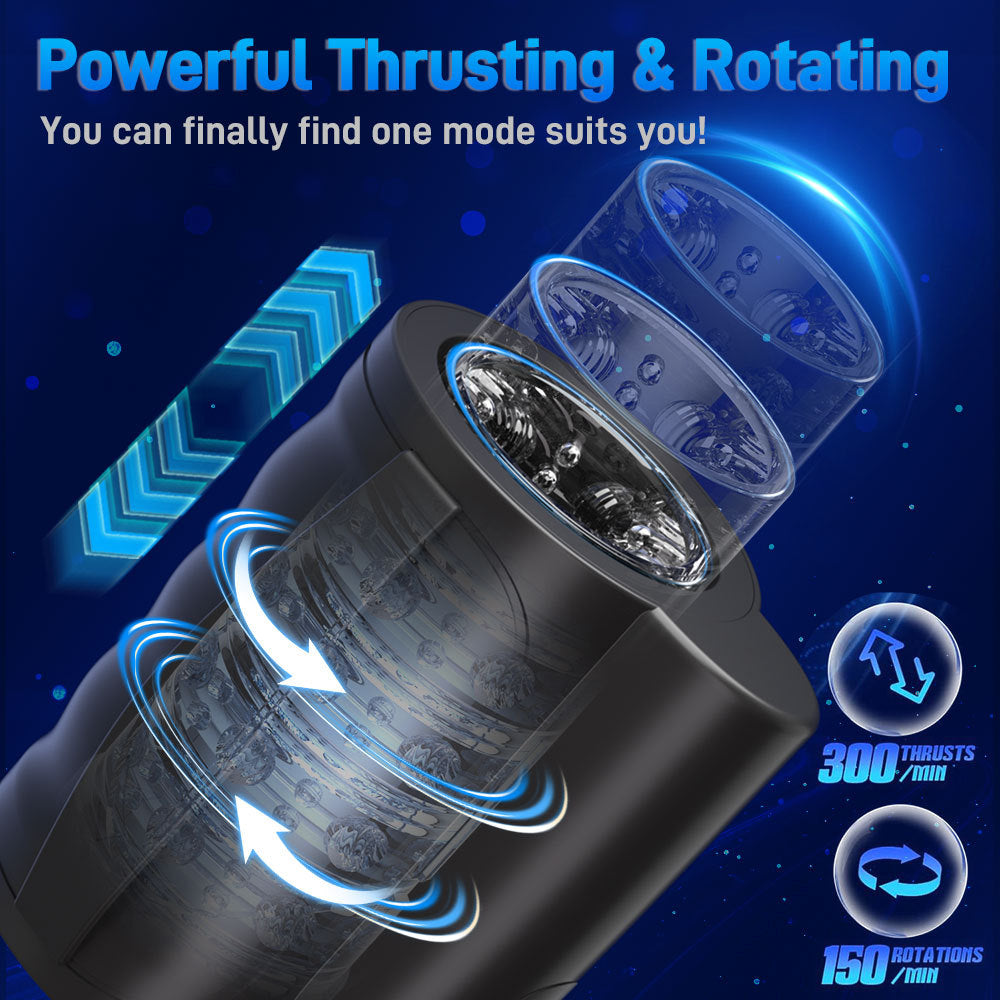 Detail: Men's Telescopic Rotating Masturbation Cup Vibration Hand-Held Intimate Trainer Adult Toy - Seductiva NZ
