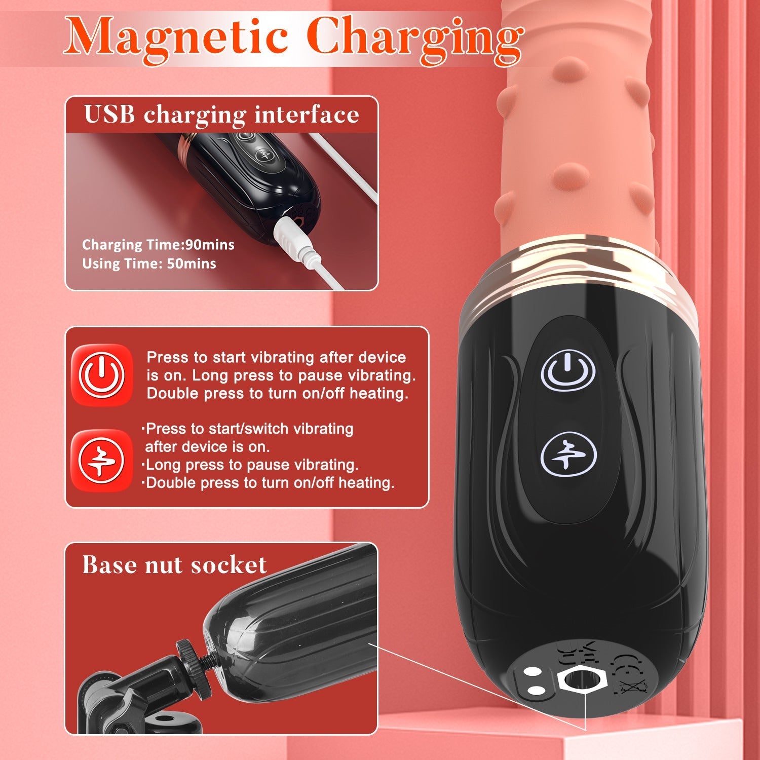 Detail: Seductiva Zenith II - High-Frequency Rotating Bead Wand - Seductiva NZ